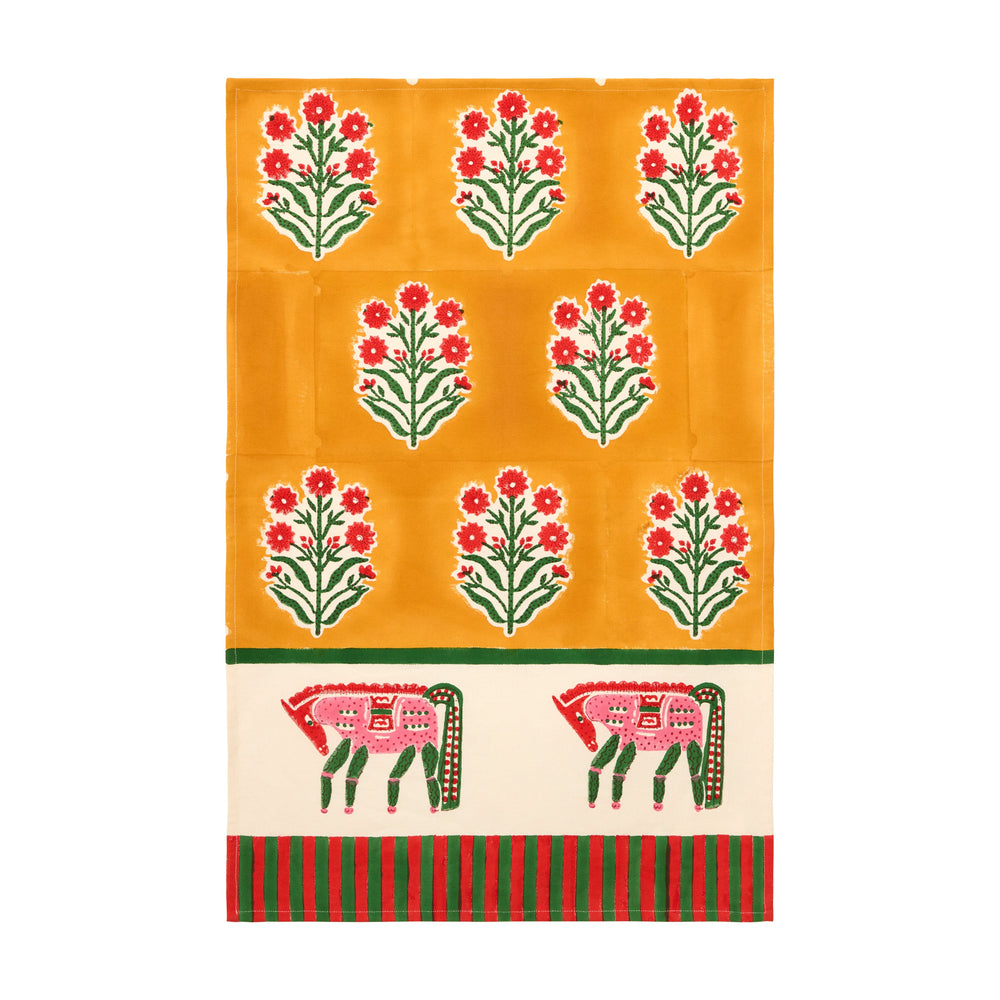 Horse Mustard & Green Tea Towels, Set of 2