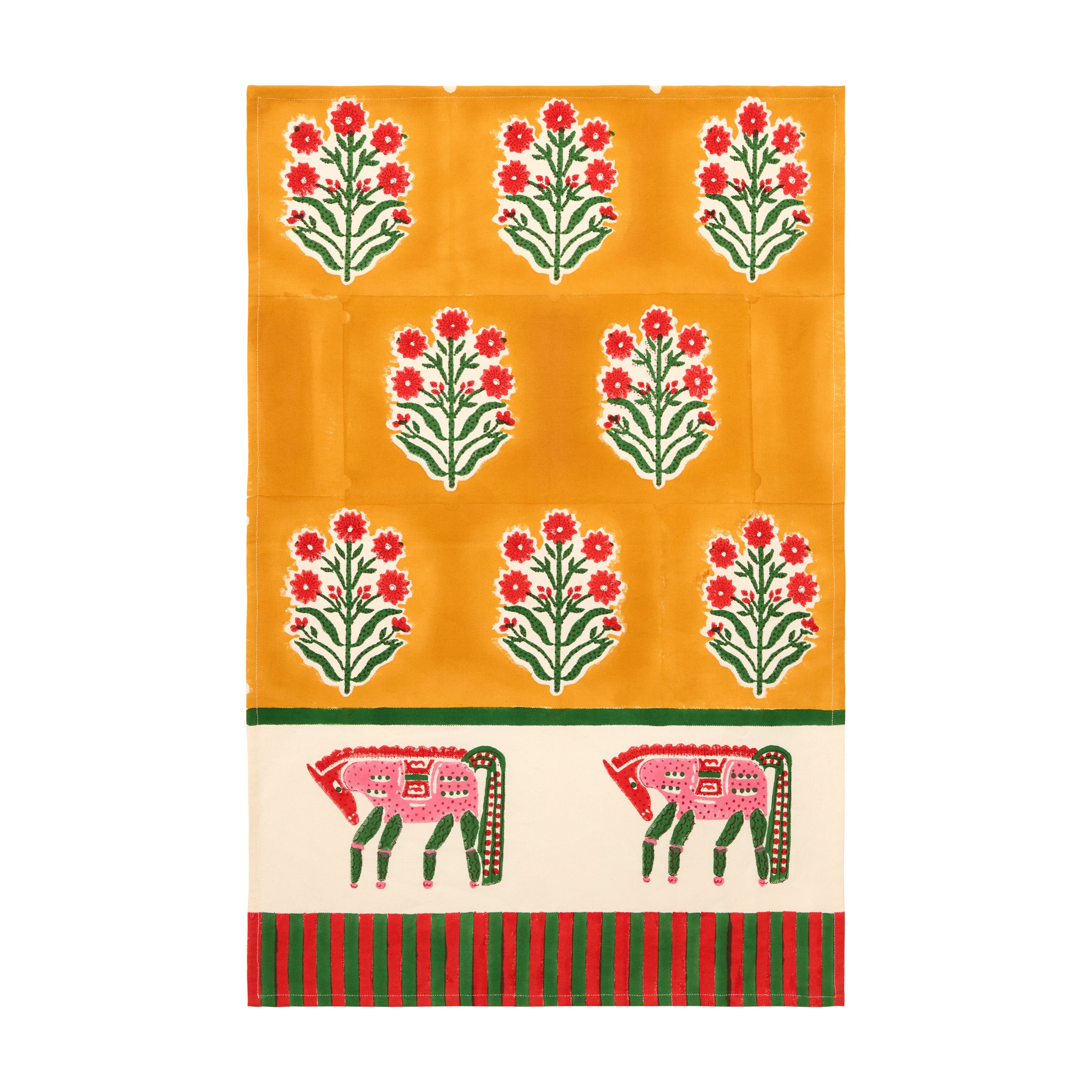 Horse Mustard & Green Tea Towels, Set of 2