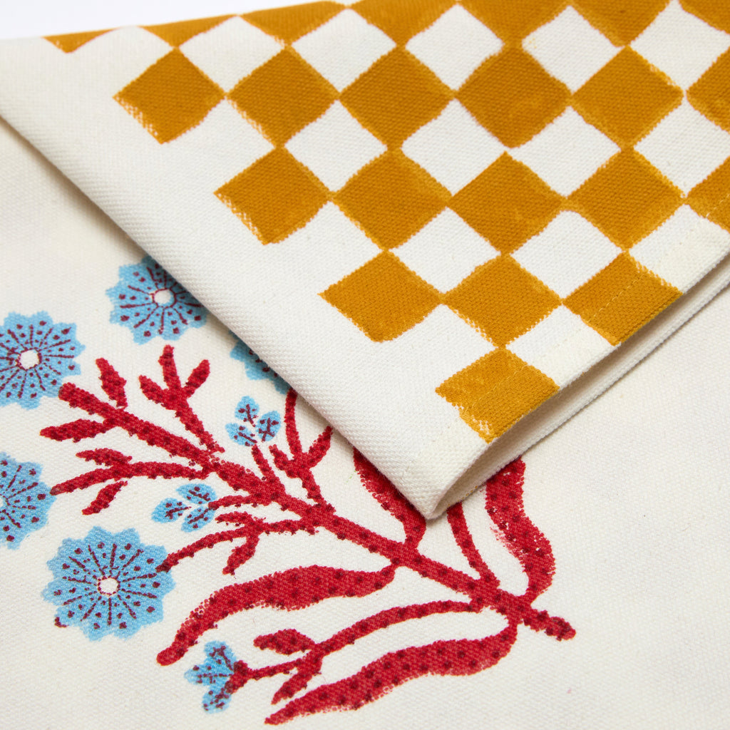 Monkey Mustard & Pink Tea Towels, Set of 2