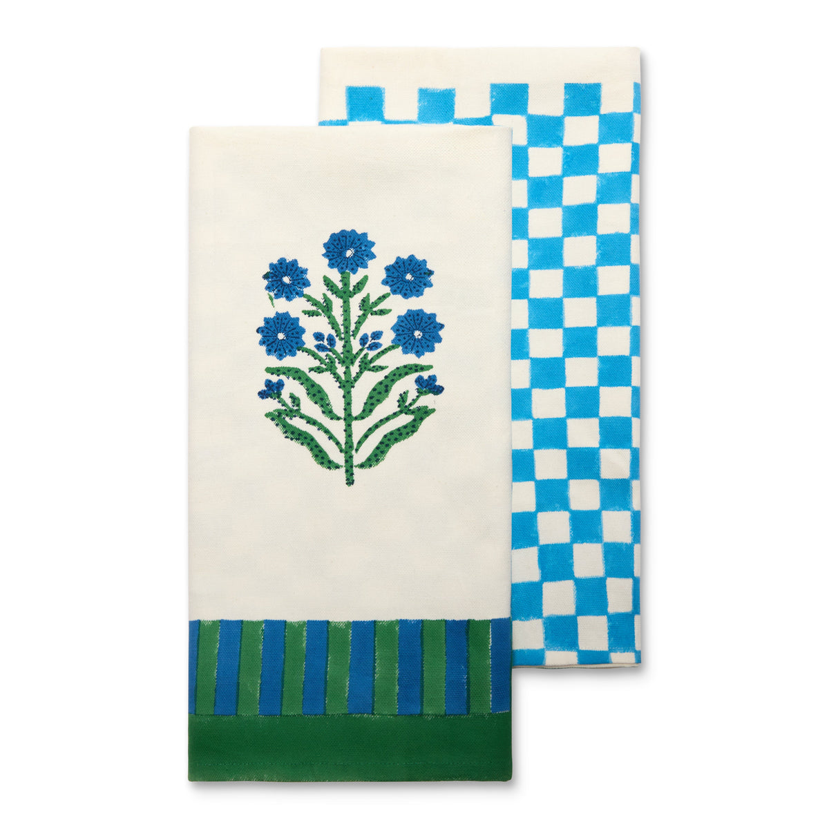 Monkey Blue & Green Tea Towels, Set of 2