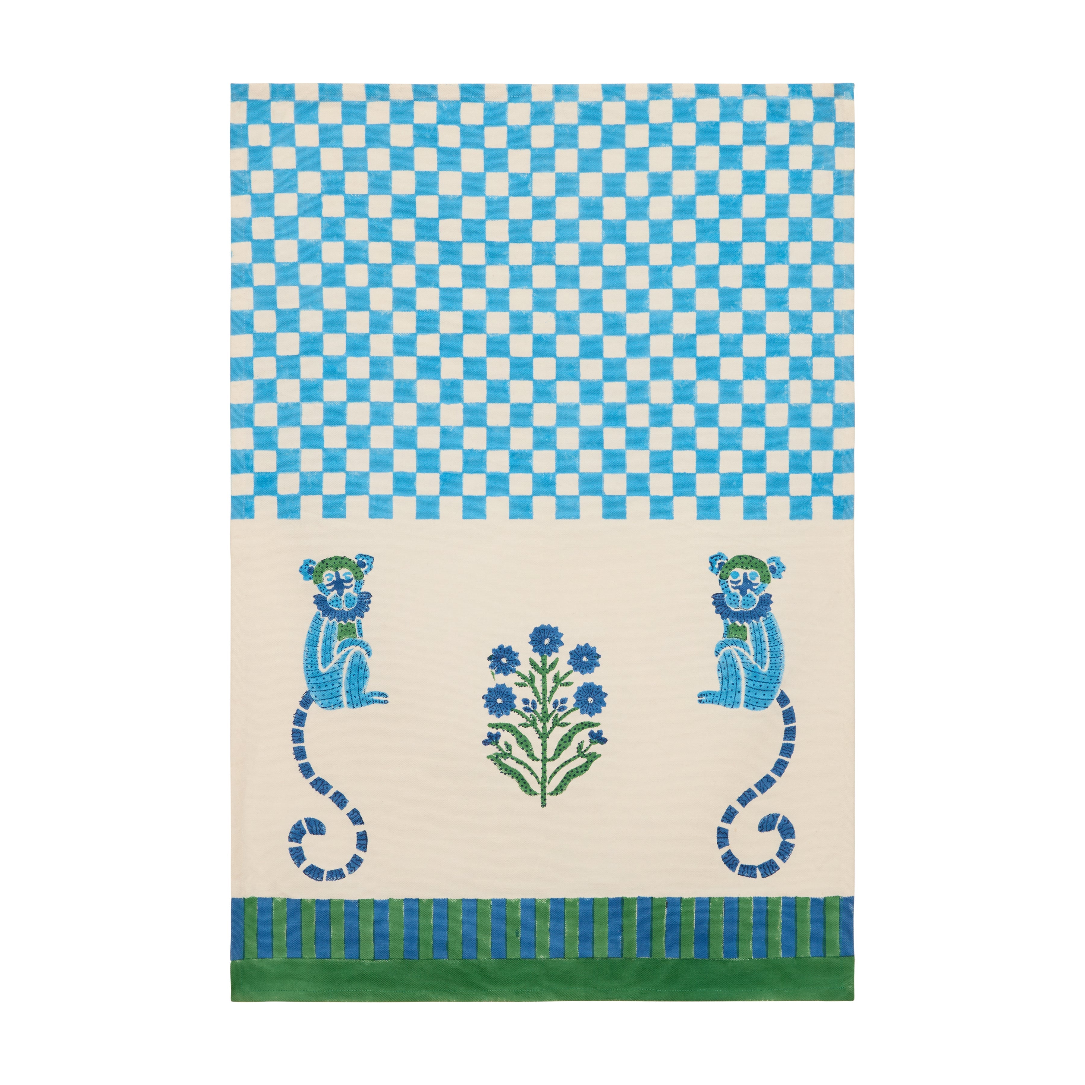 Monkey Blue & Green Tea Towels, Set of 2