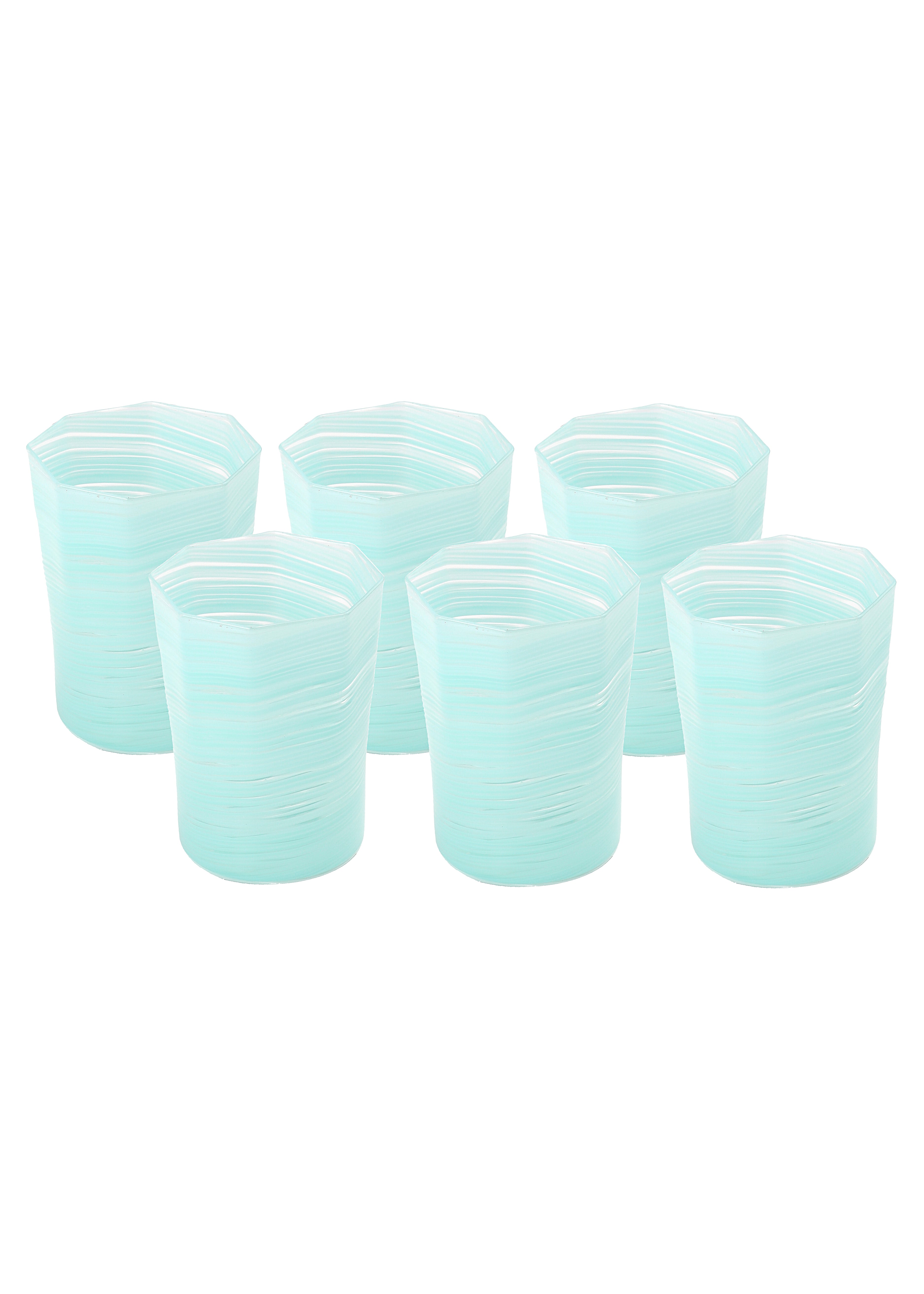 Short Hand Blown Tumbler in Celadon, Set of 6