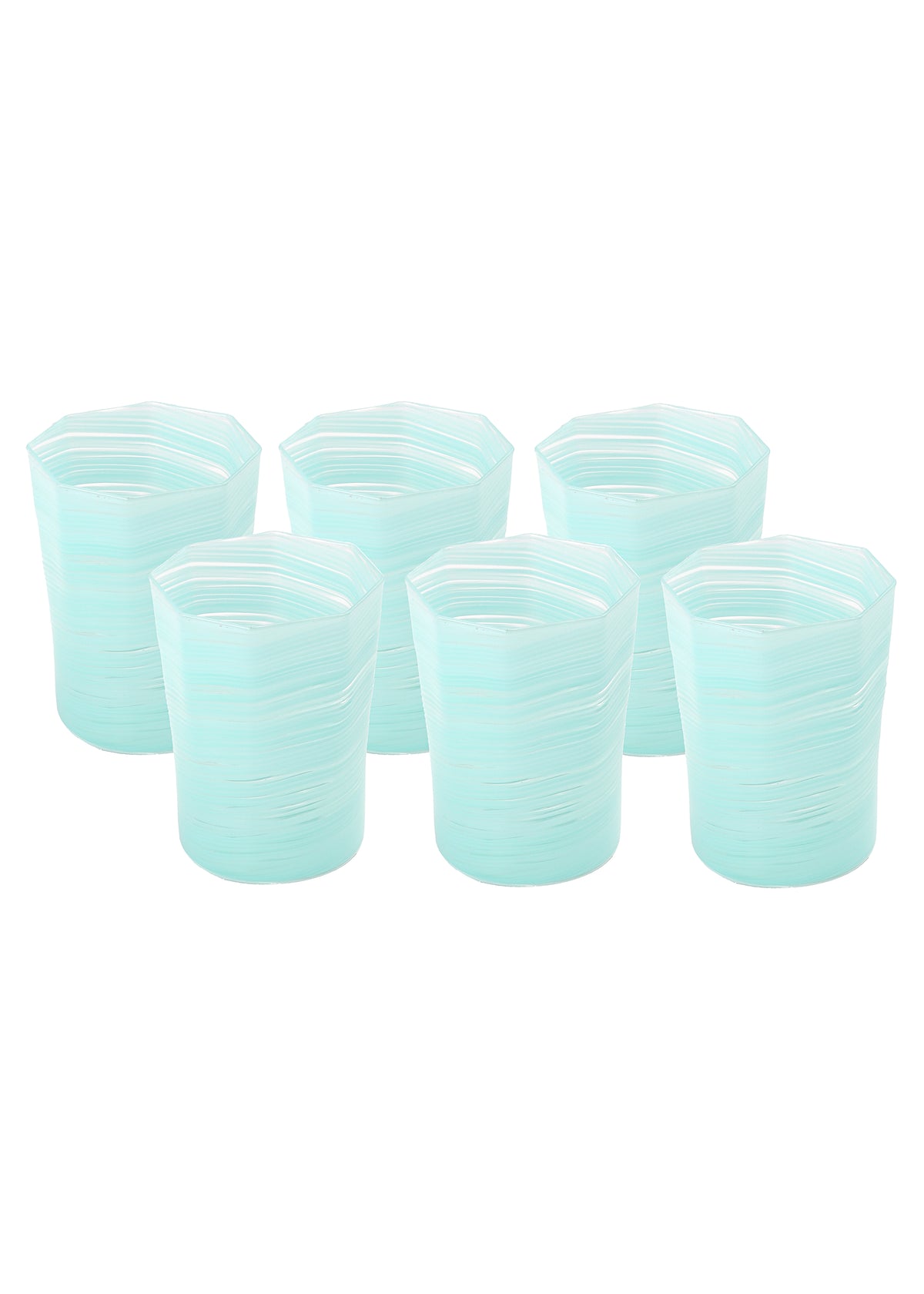 Short Hand Blown Tumbler in Celadon, Set of 6