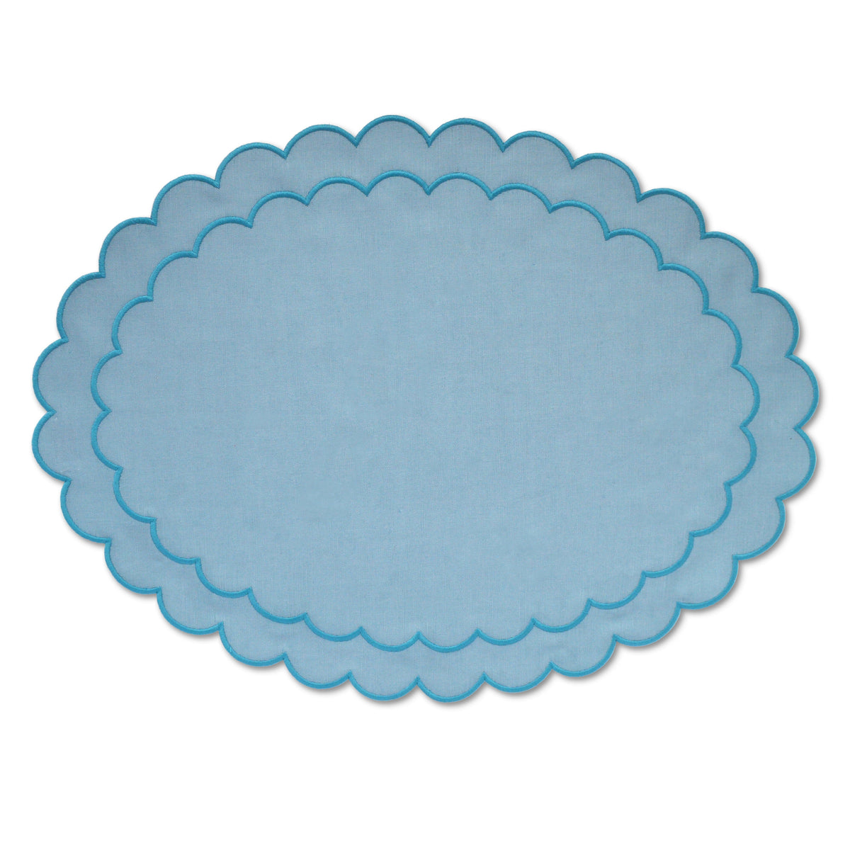 Teal Scalloped Placemat Sage Scalloped Dinner Linens Set Chefanie 