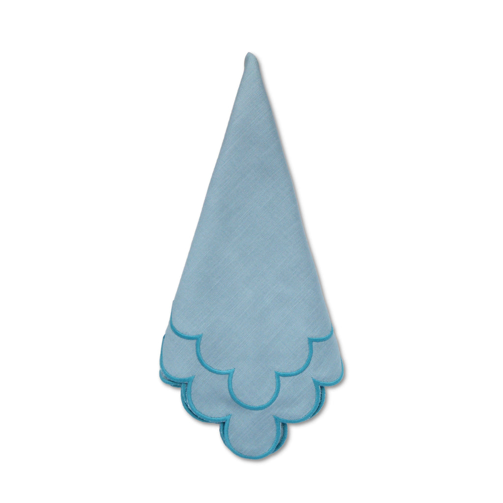 Teal Scalloped Dinner Napkins (4) Sage Scalloped Dinner Linens Set Chefanie 