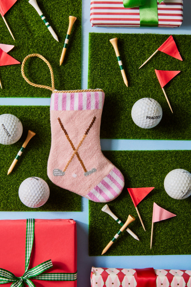 Tee Time Tidings Stocking in Pink