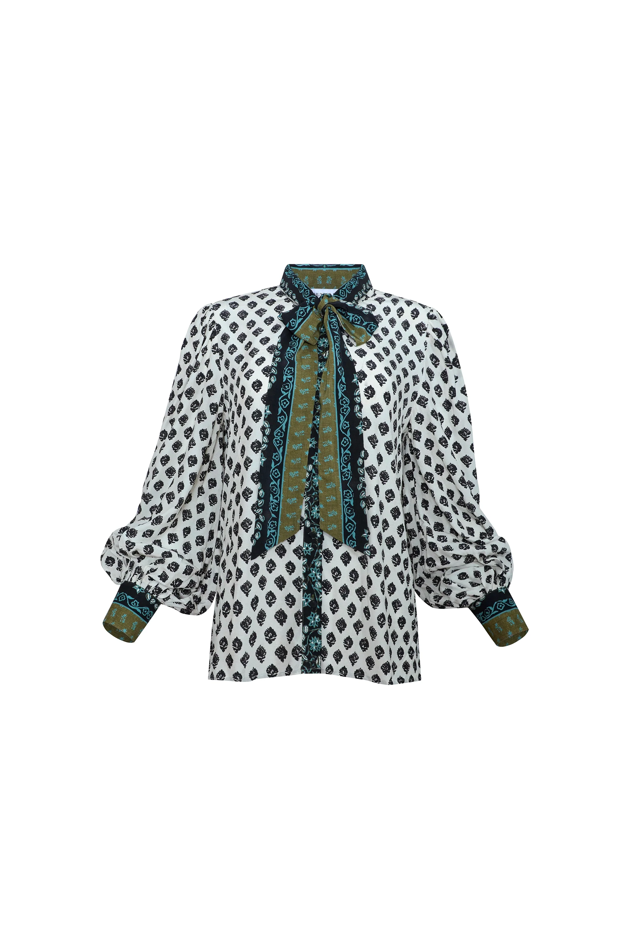 The Tess Blouse in Thistle and Vine Cream. 
