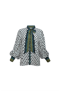 The Tess Blouse in Thistle and Vine Cream. 