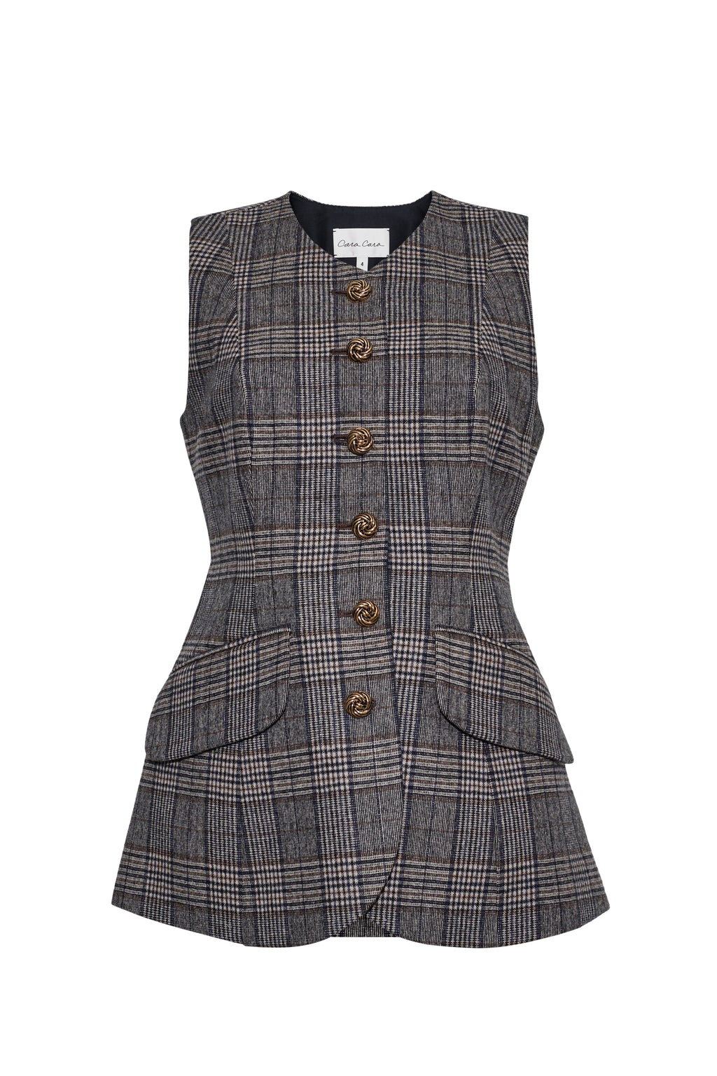 Tess Vest in Keighley Plaid Grey