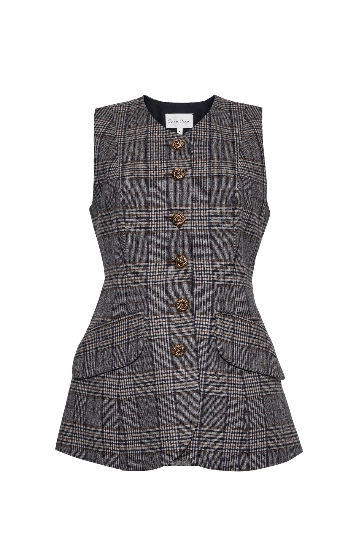Tess Vest in Keighley Plaid Grey