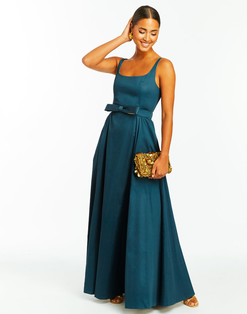 Thalia Reversible Gown in Navy Morning Garden Ombre