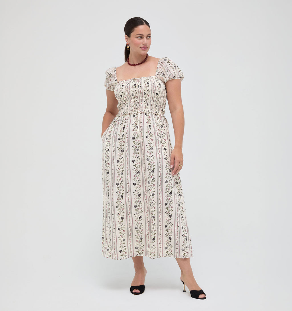 The Aster Nap Dress in Kelmscott Ribbon Stripe