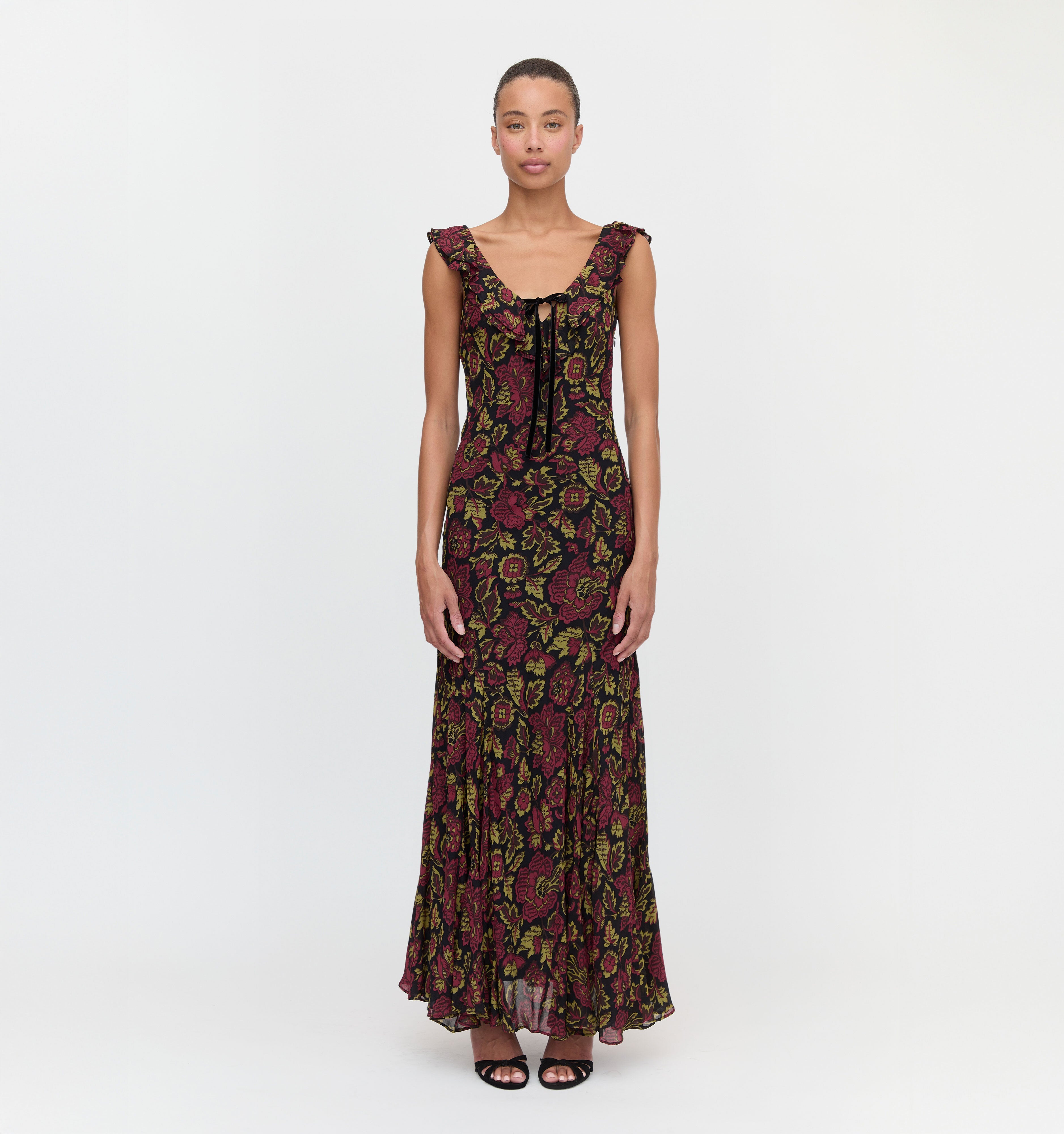 The Augustina Dress in Black Palampore Floral