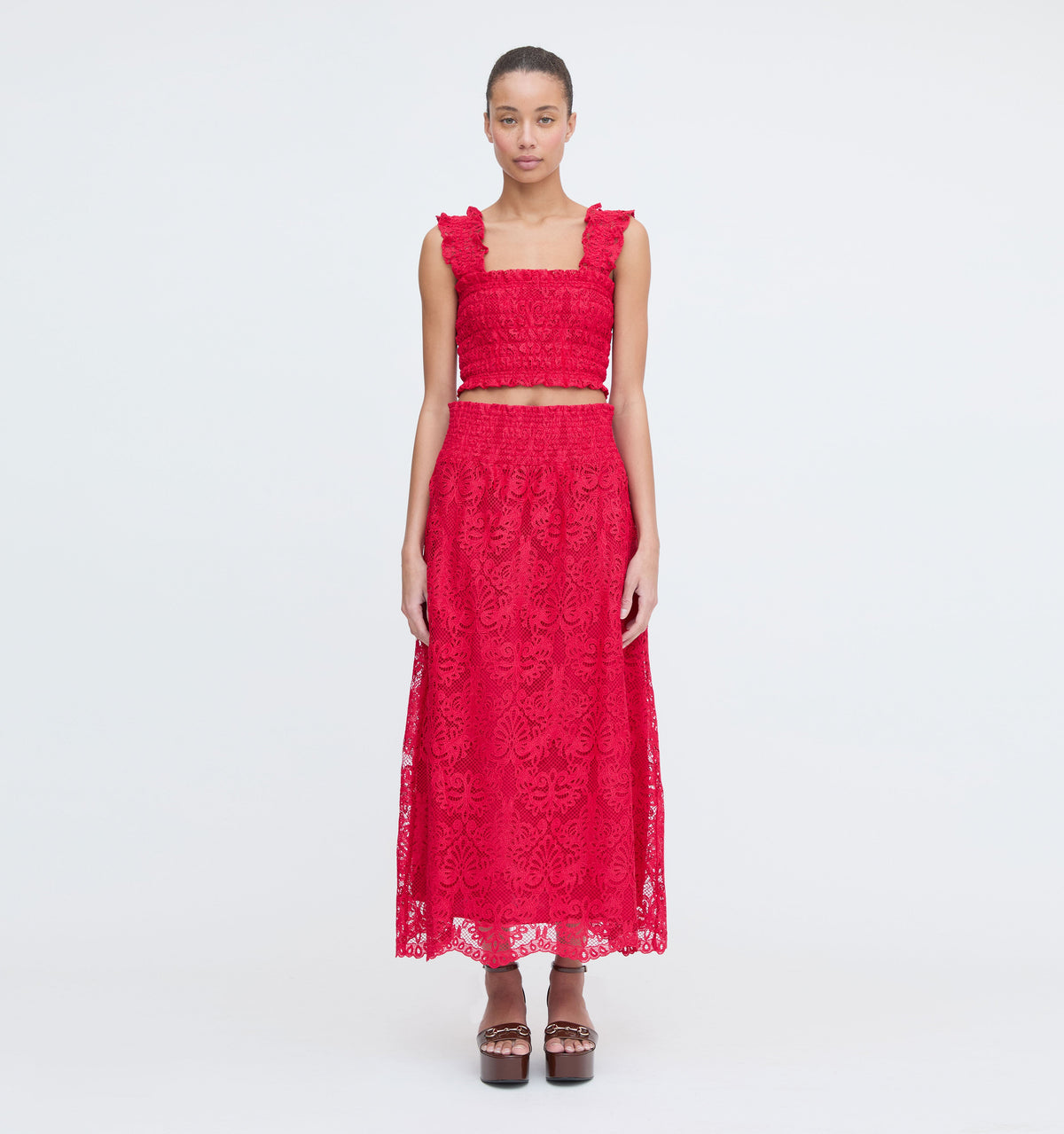 The Azalea Nap Top in Cerise Lace