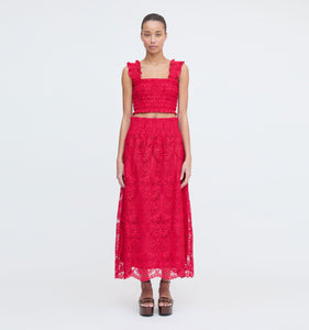 The Azalea Nap Top in Cerise Lace