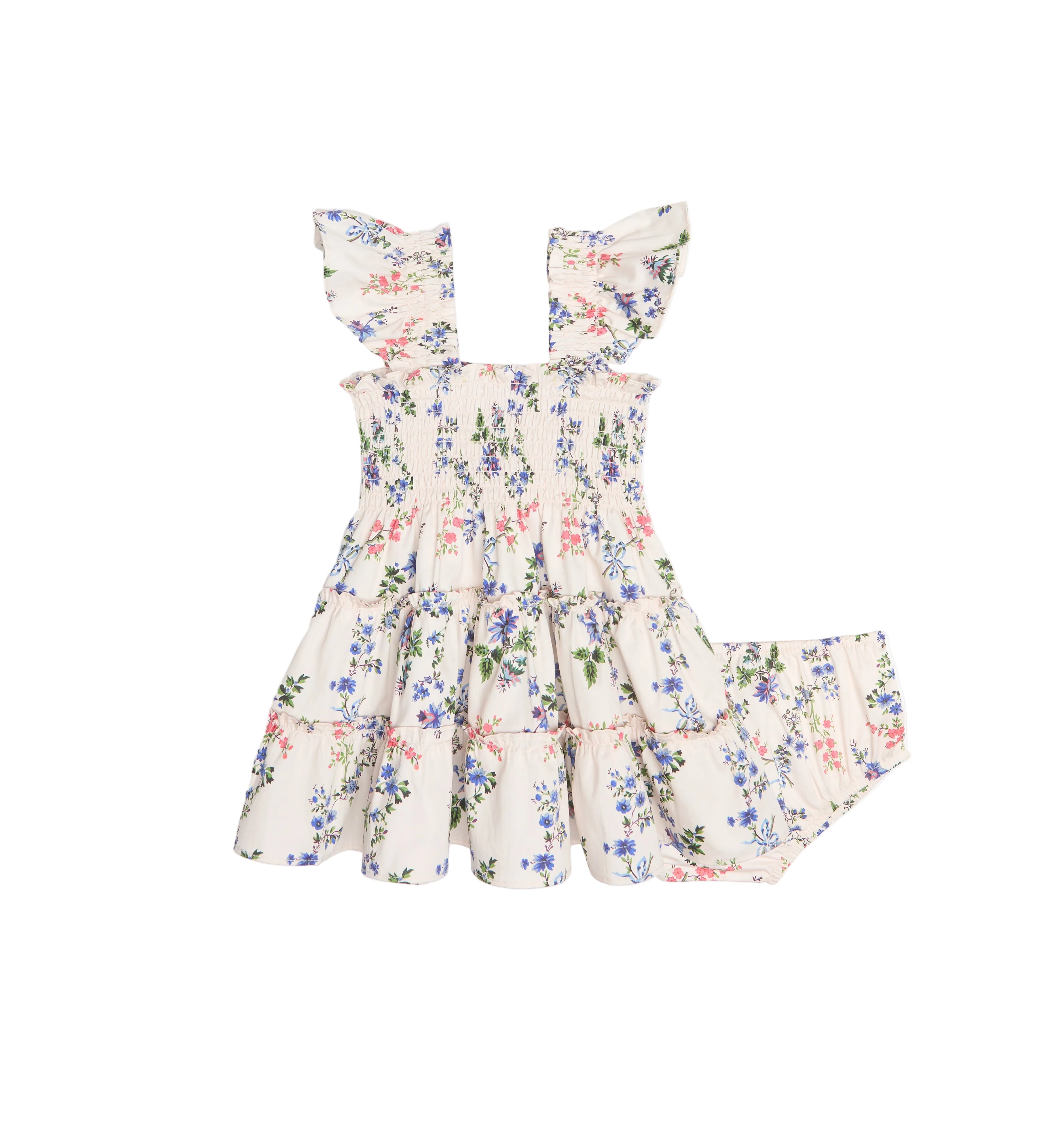 The Baby Ellie Nap Dress in Pink Scallop Bow Chintz