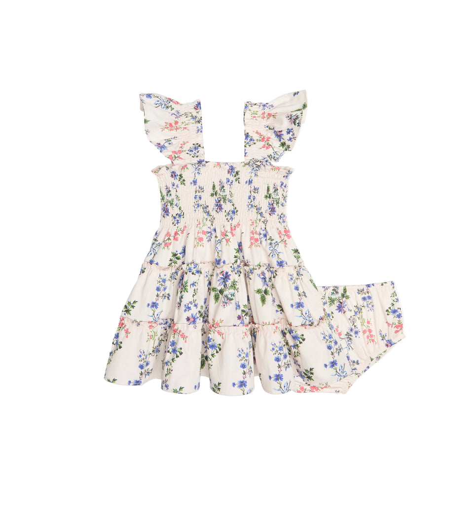 The Baby Ellie Nap Dress in Pink Scallop Bow Chintz
