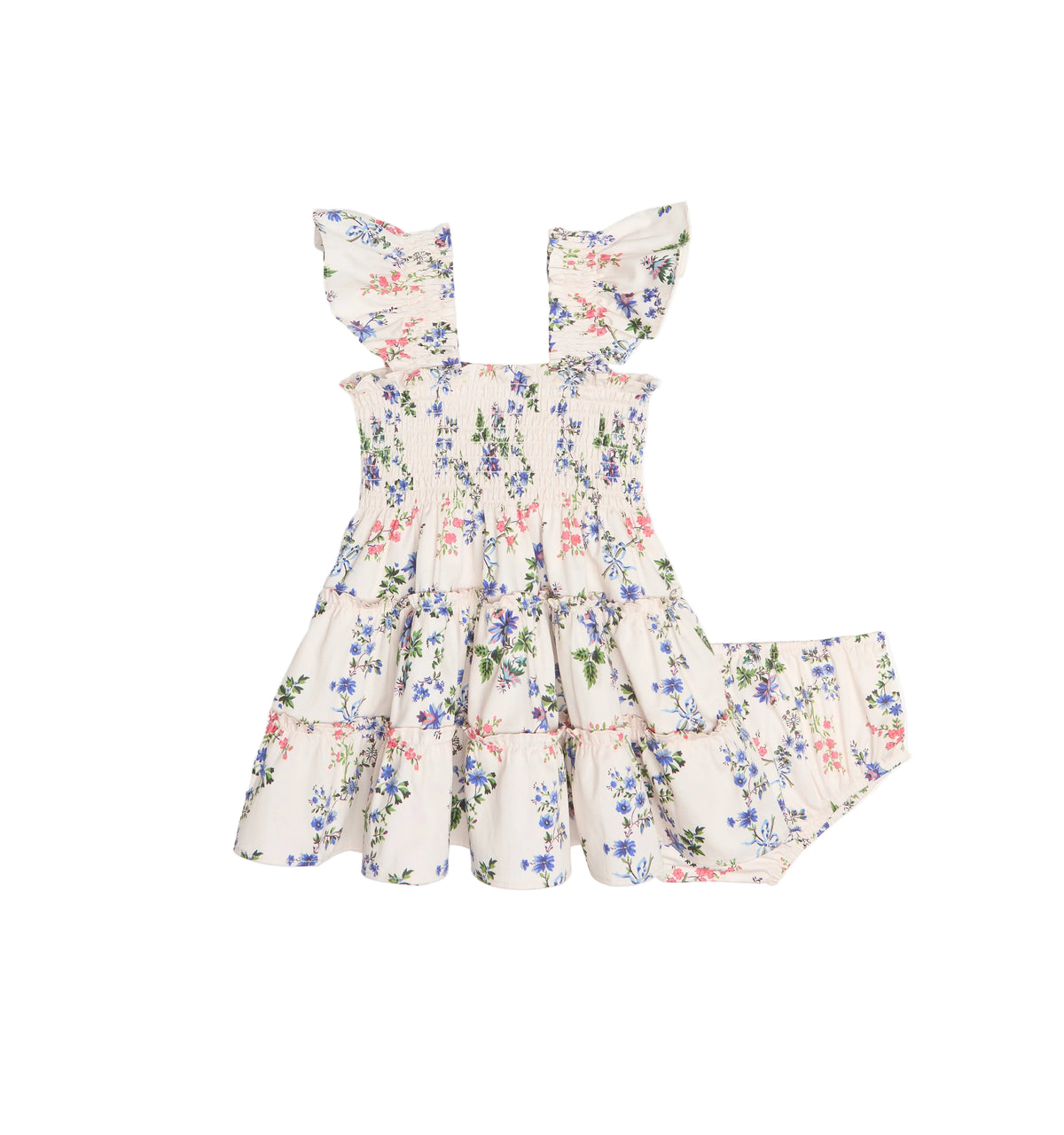 The Baby Ellie Nap Dress in Pink Scallop Bow Chintz