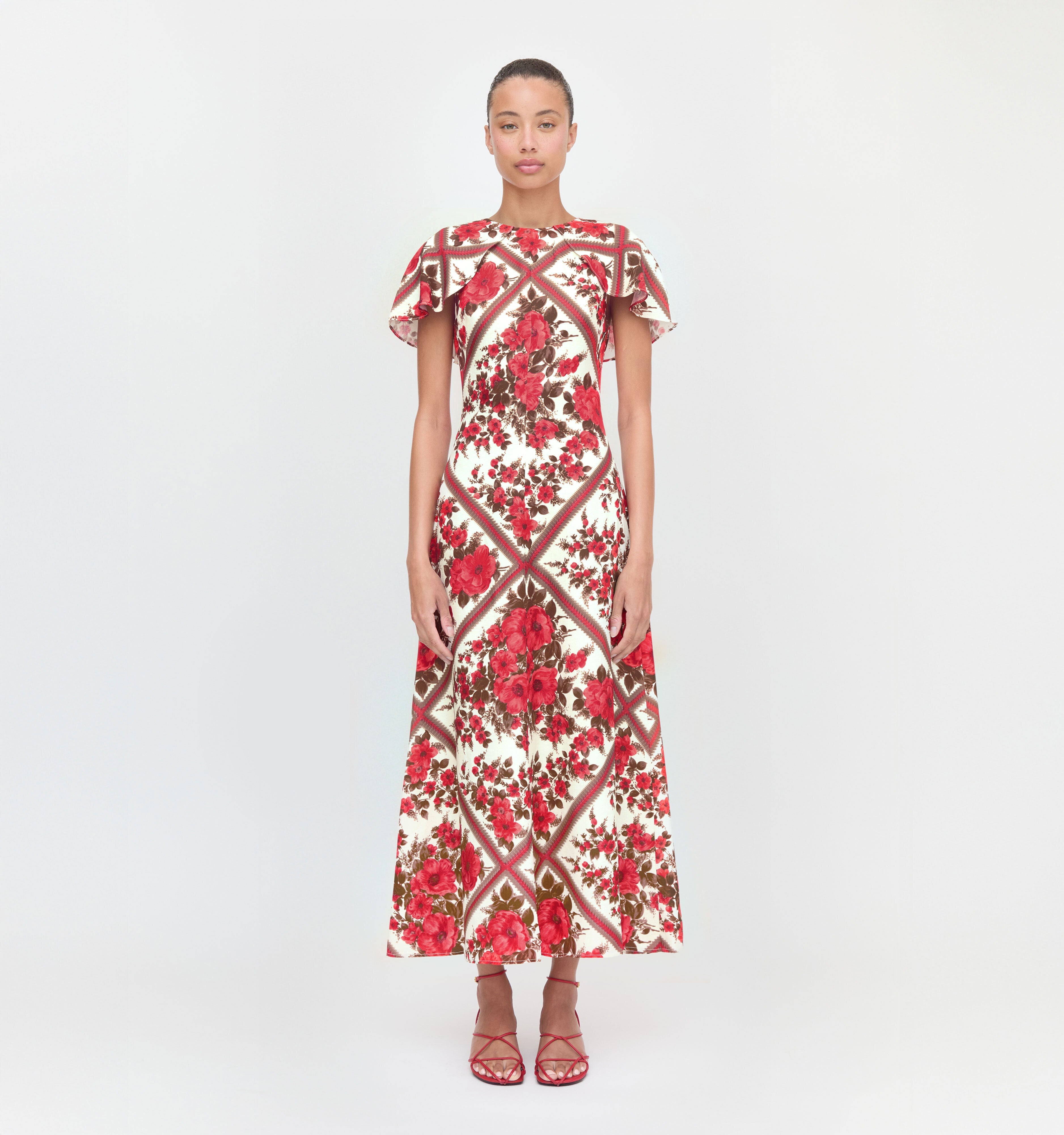 The Davina Dress in Red Diamond Rose