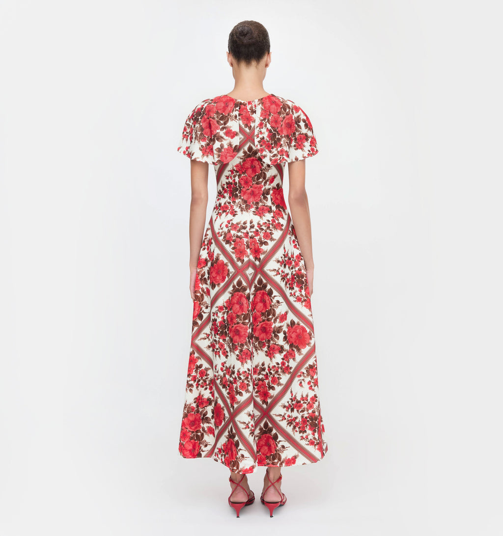 The Davina Dress in Red Diamond Rose XXS
