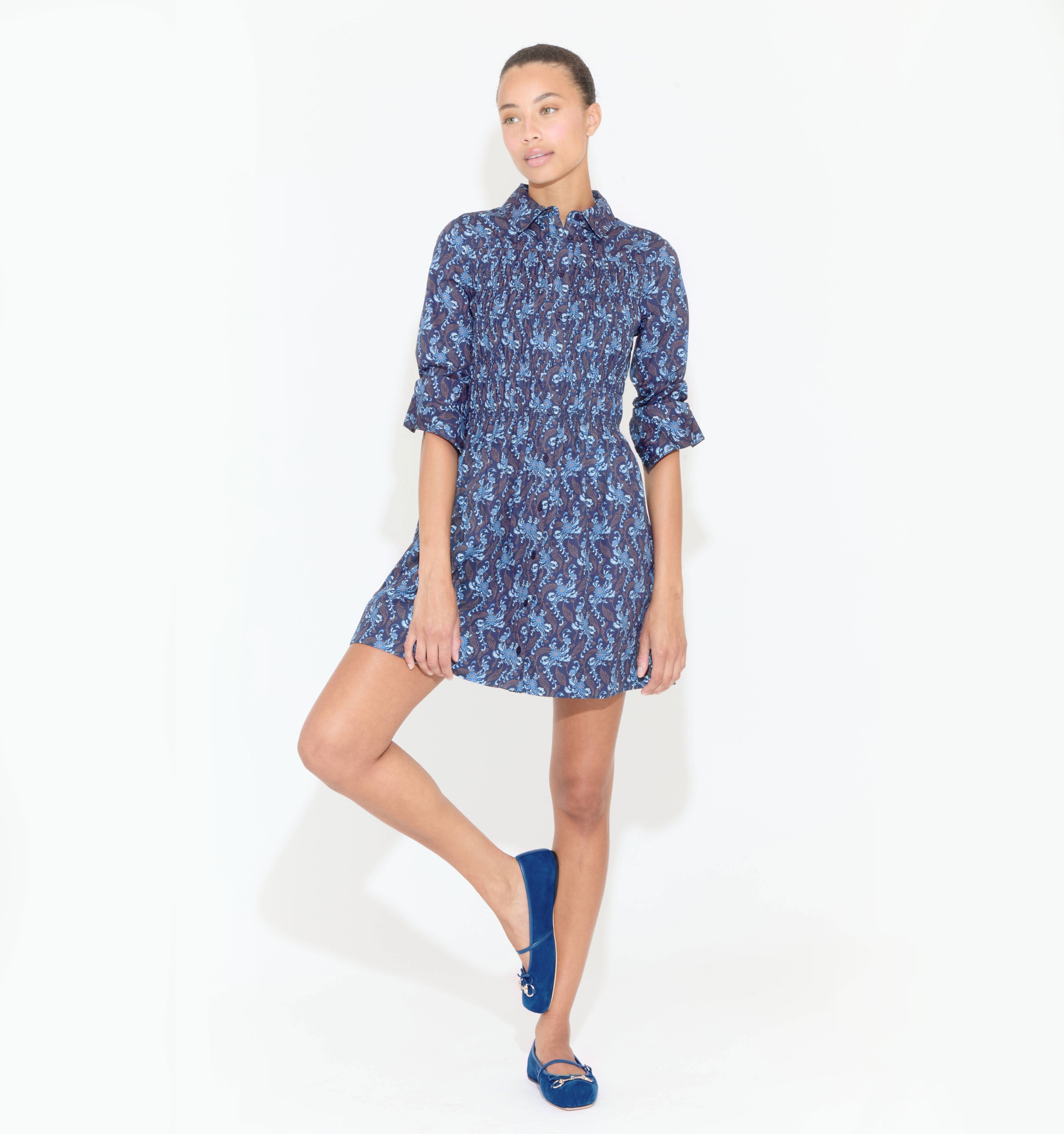 The Mira Dress in Navy Cala Paisley