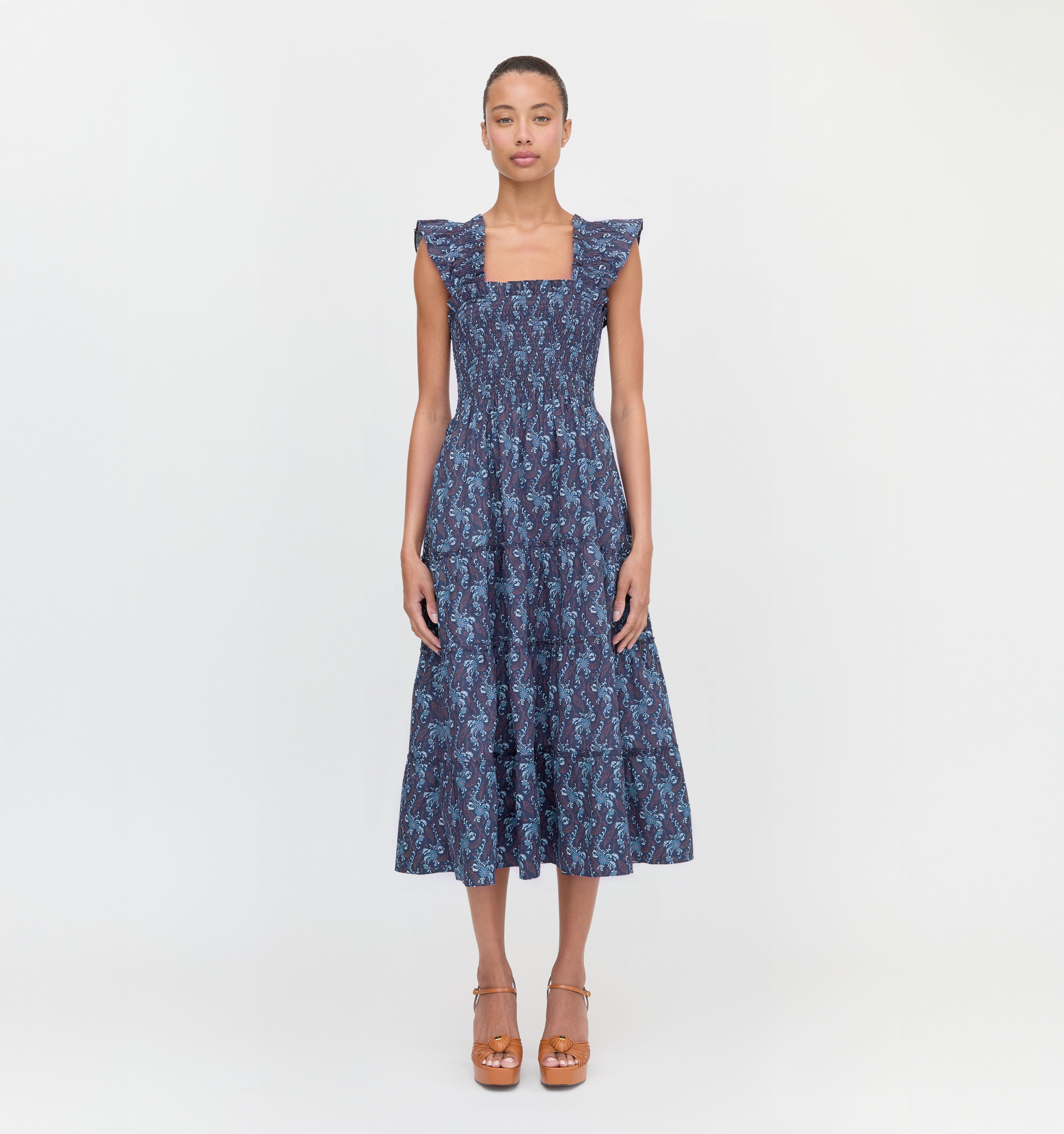 The Ellie Nap Dress in Navy Cala Paisley