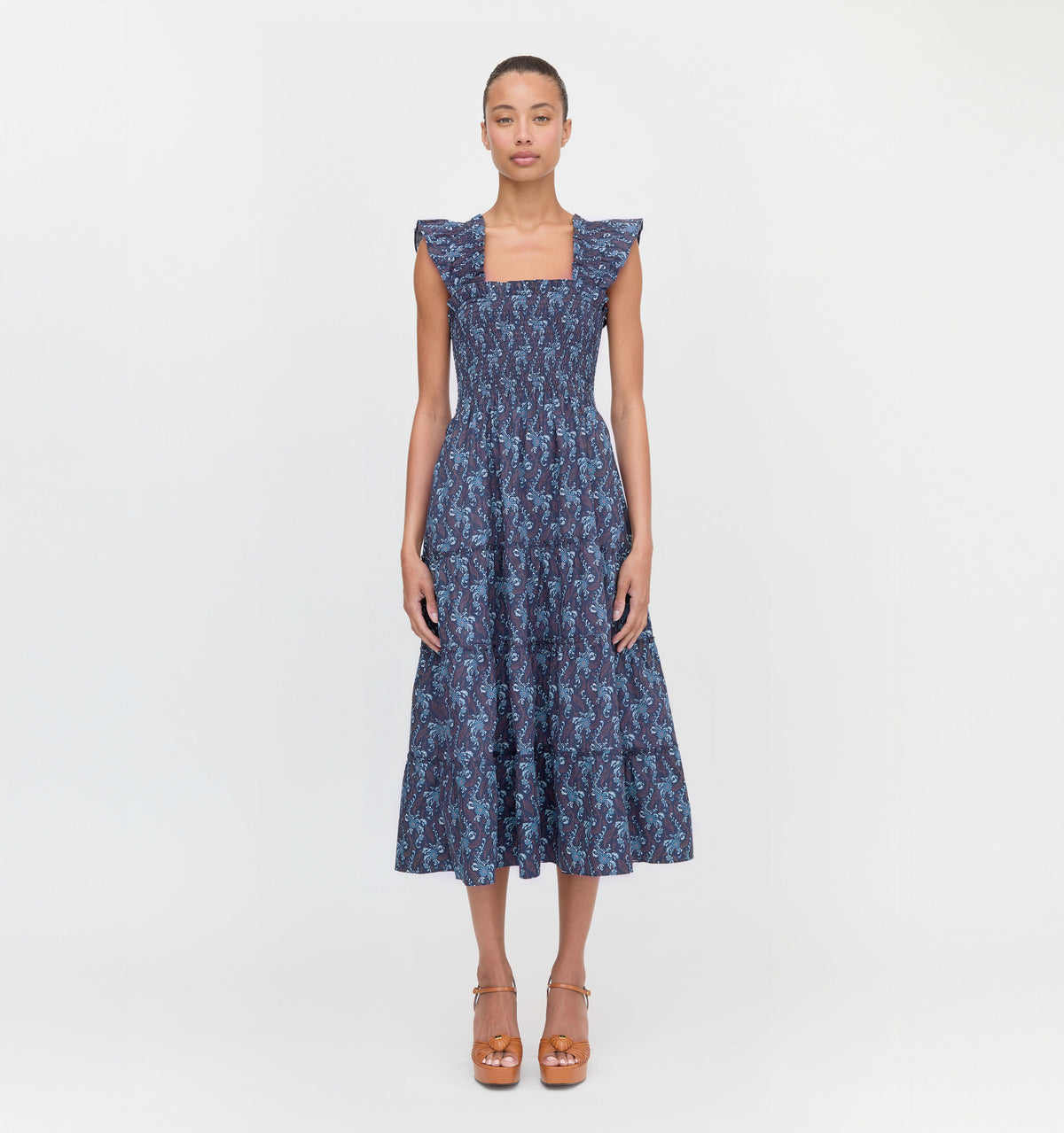 The Ellie Nap Dress in Navy Cala Paisley