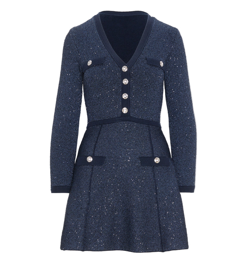 The Lana Dress in Navy Sequin