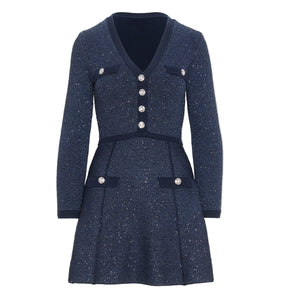 The Lana Dress in Navy Sequin