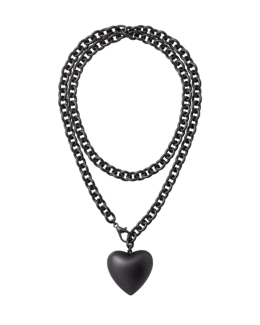 Black chain necklace with a heart pendant