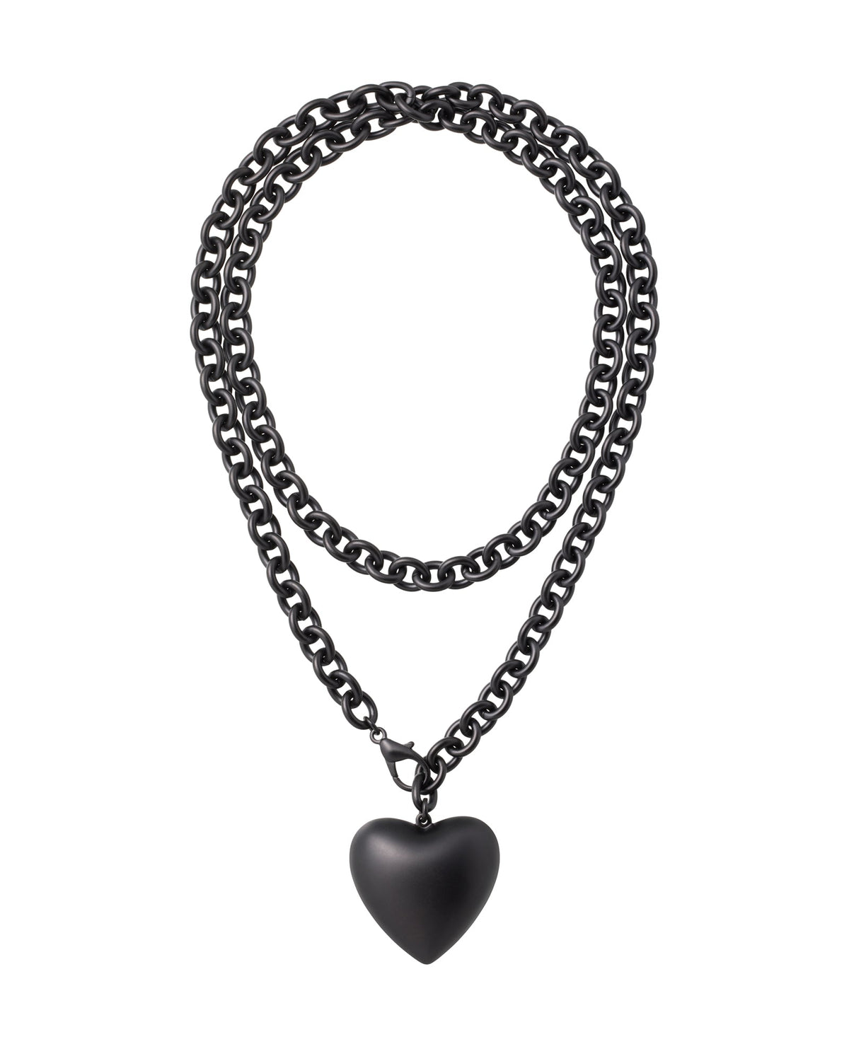 Black chain necklace with a heart pendant