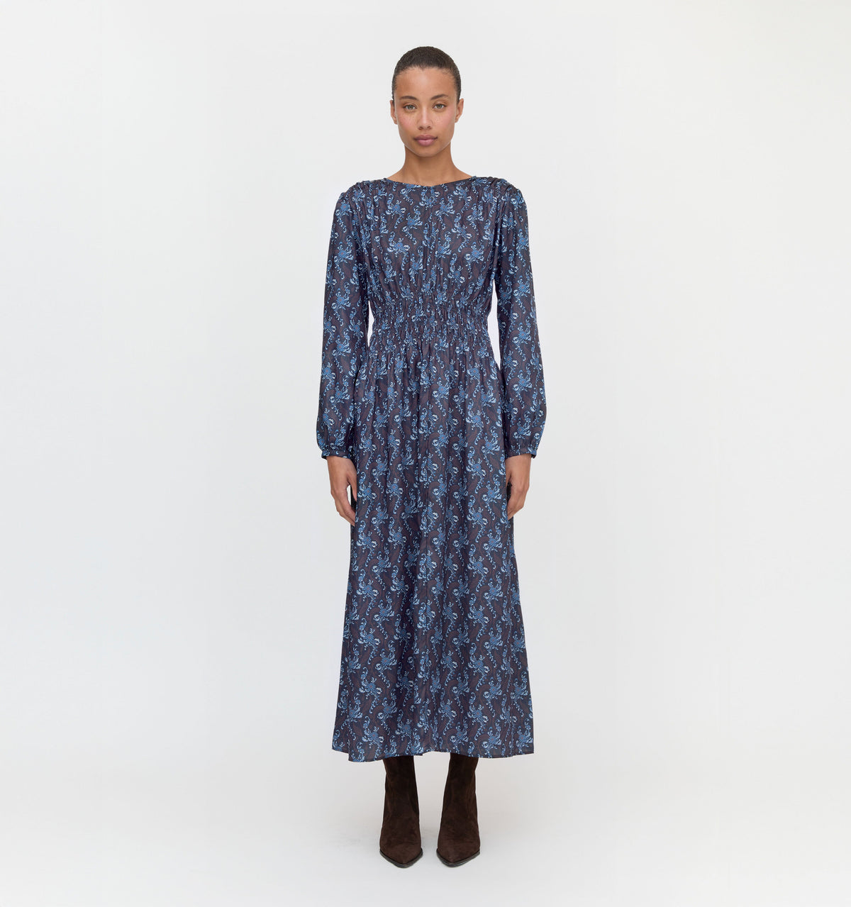 The Rosely Dress in Navy Cala Paisley