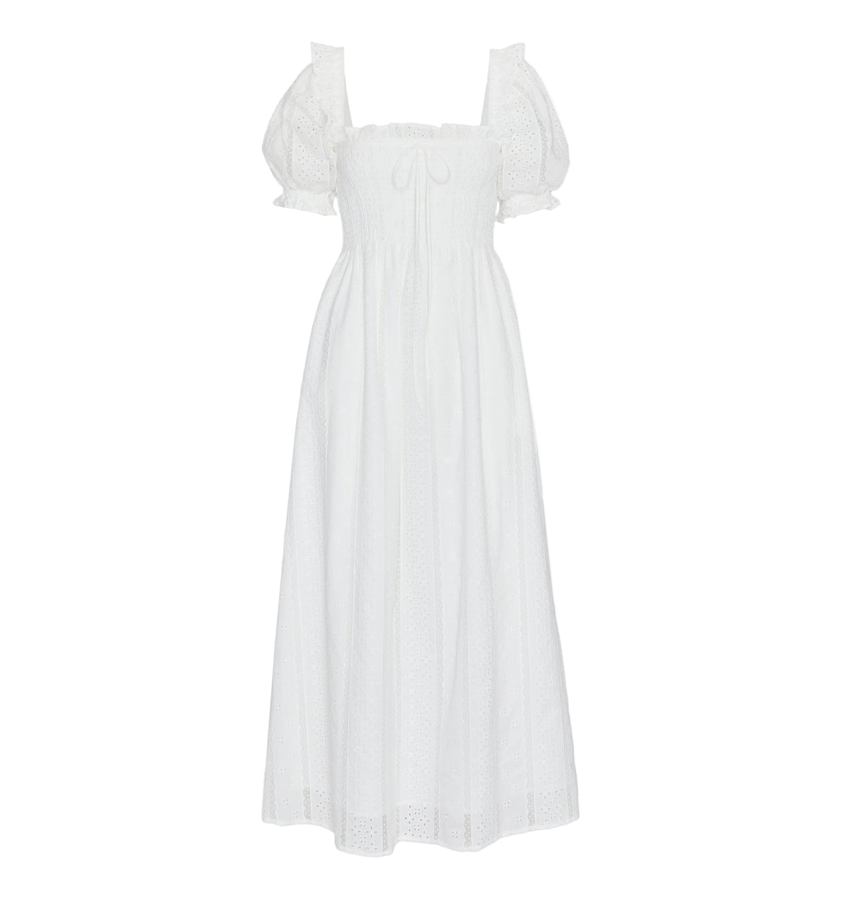 The Scarlett Nap Dress in White Broderie Voile