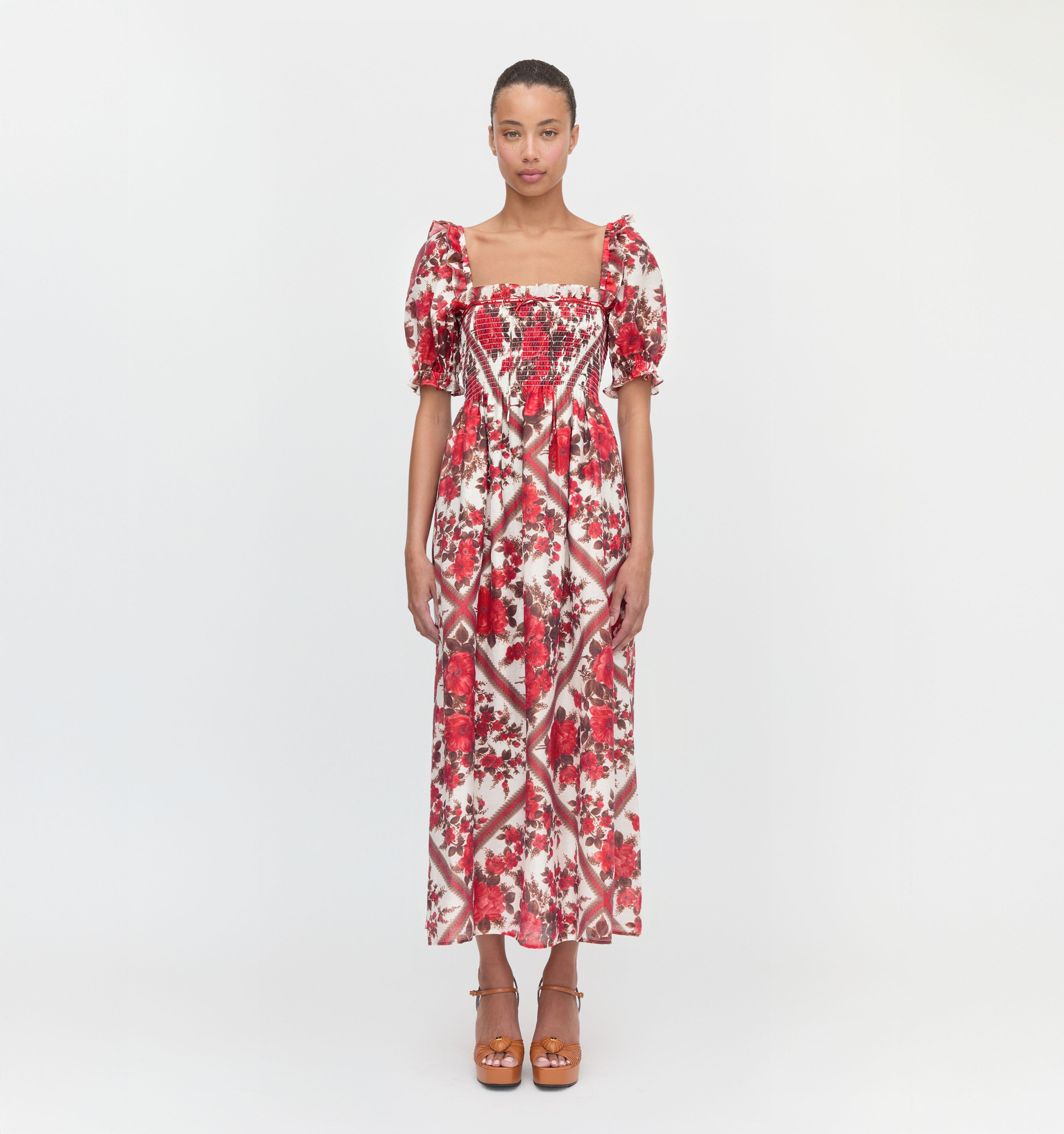 The Scarlett Nap Dress in Red Diamond Rose
