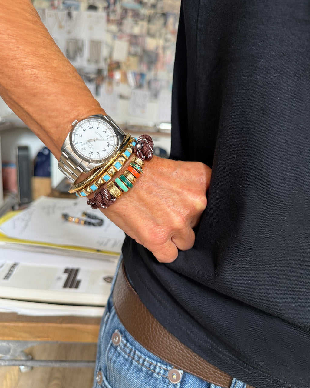 The Super Size Happy Cord Bracelet in Brown