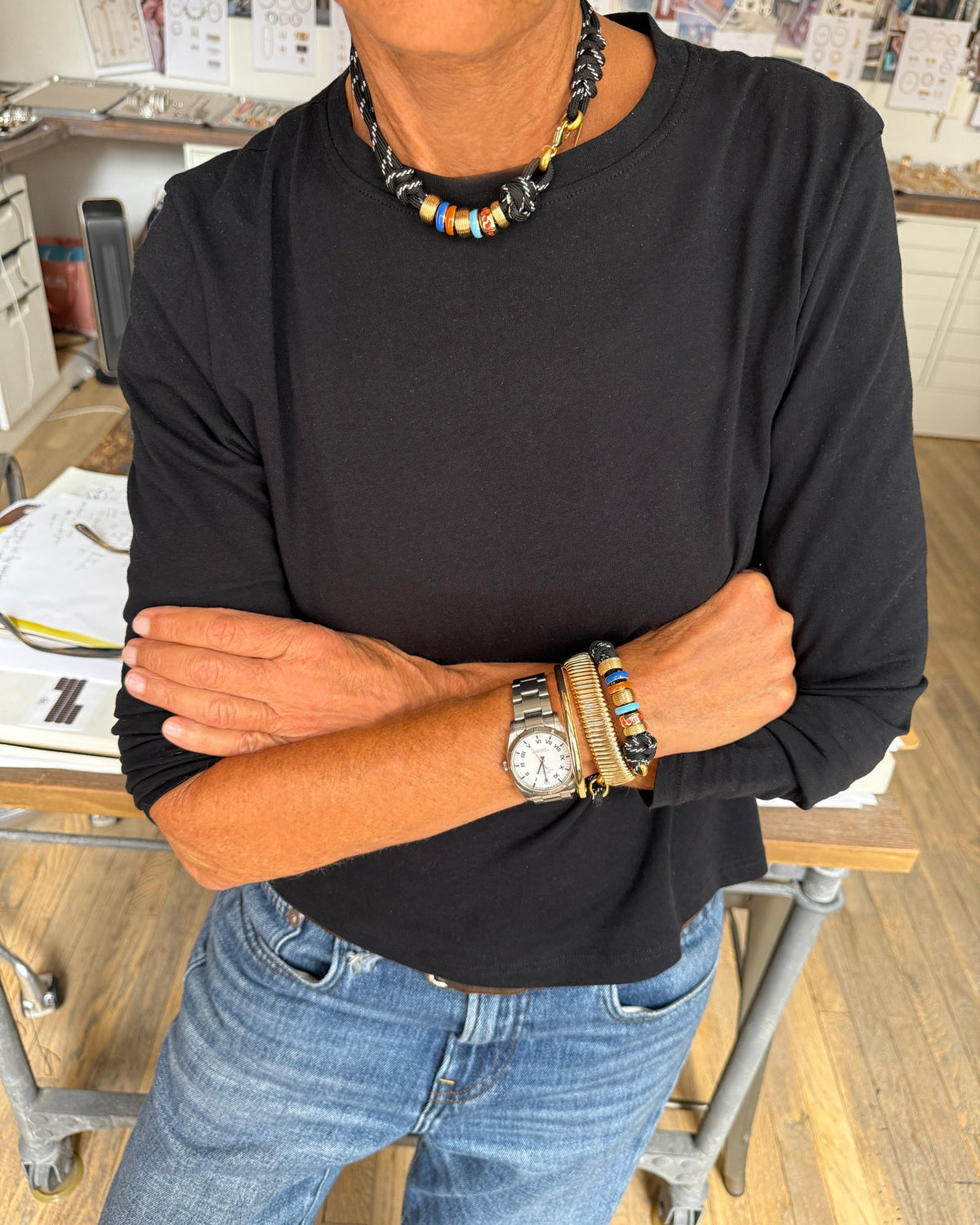 The Super Size Happy Cord Bracelet in Black