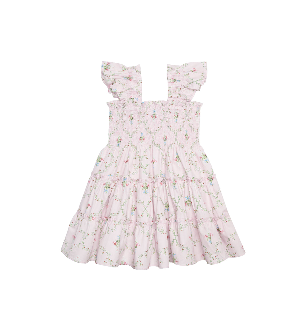 The Tiny Ellie Nap Dress in Light Pink Trellis