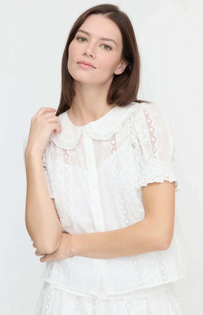 The Adelaide Top - White Broderie Voile