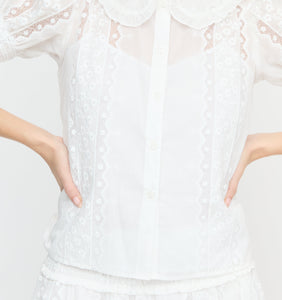 The Adelaide Top - White Broderie Voile