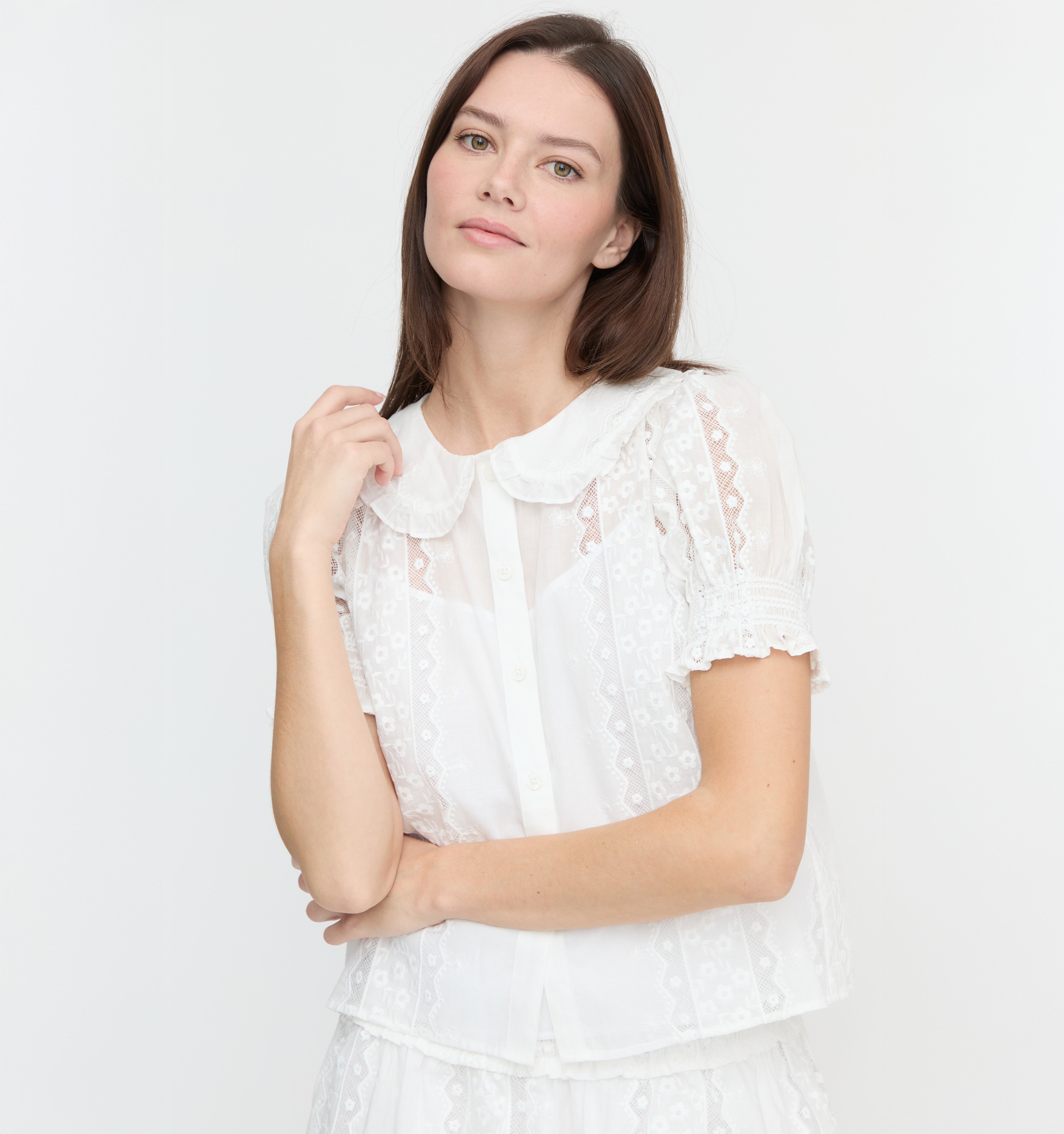 The Adelaide Top - White Broderie Voile