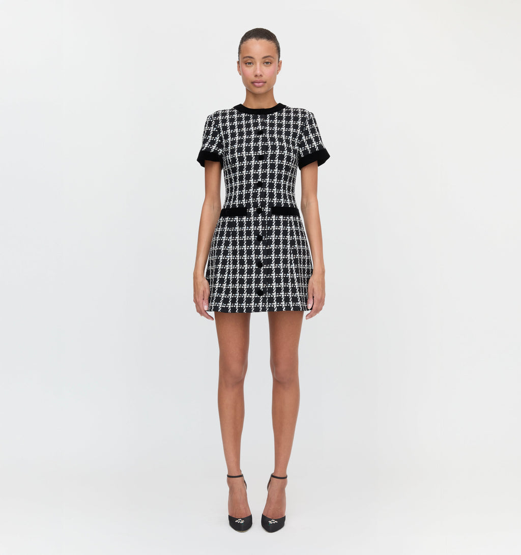The Allegra Dress in Black and White Tweed