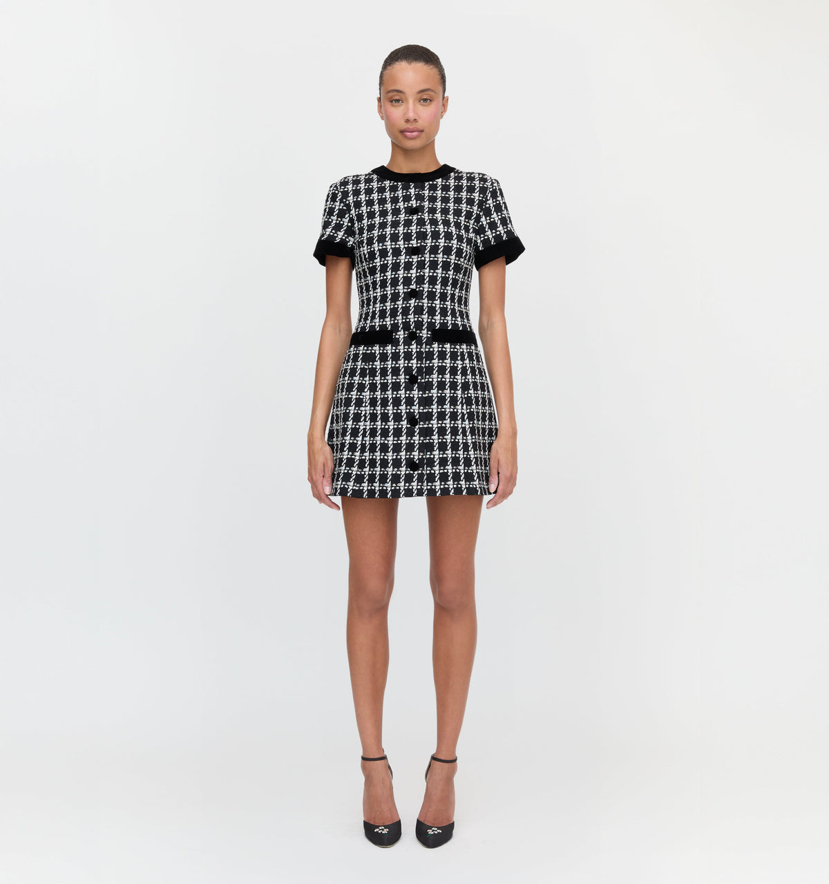 The Allegra Dress in Black and White Tweed