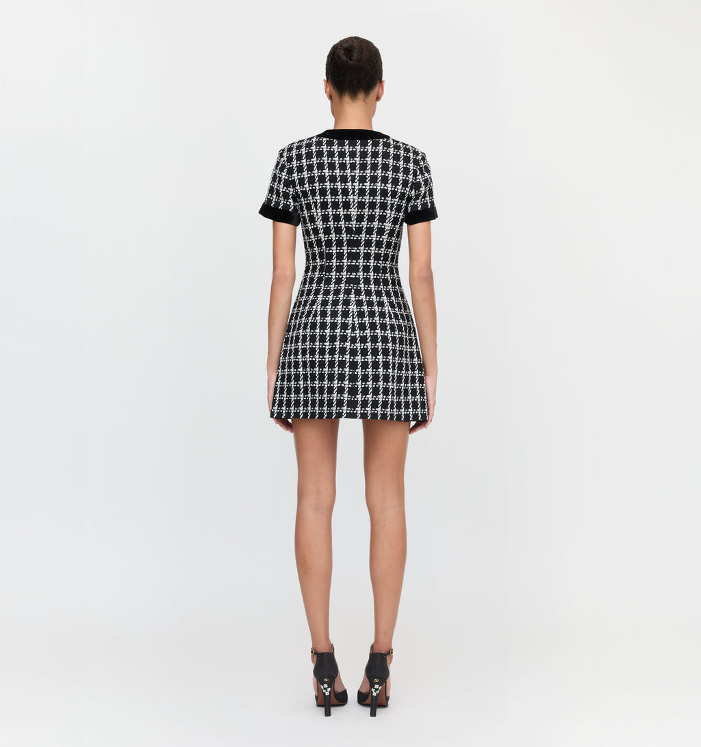 The Allegra Dress in Black and White Tweed