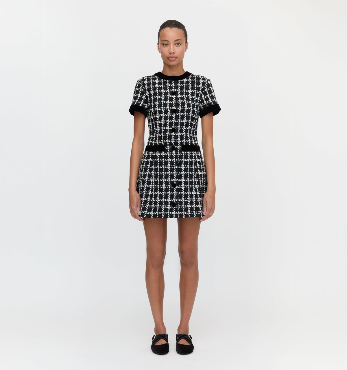 The Allegra Dress in Black and White Tweed