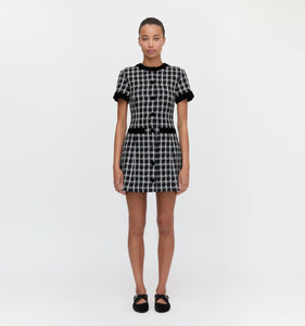 The Allegra Dress in Black and White Tweed