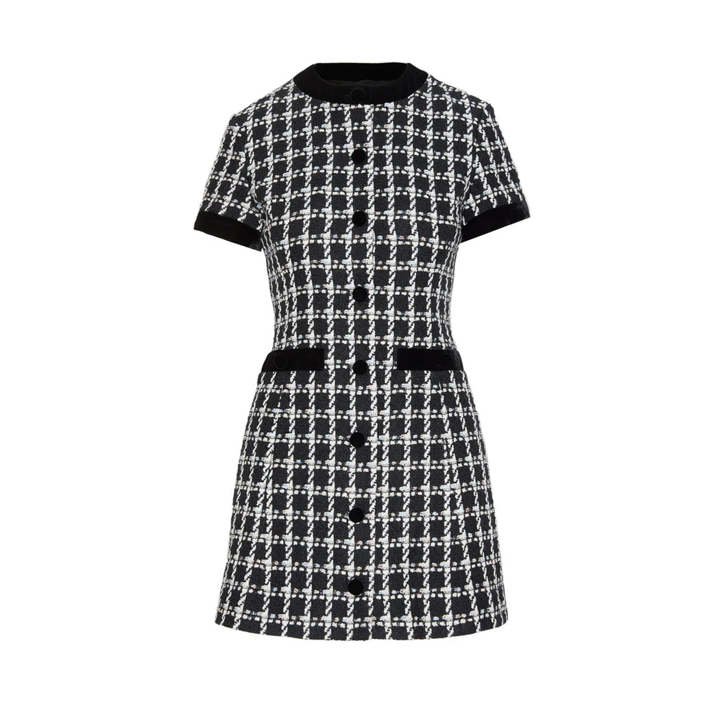 The Allegra Dress in Black and White Tweed