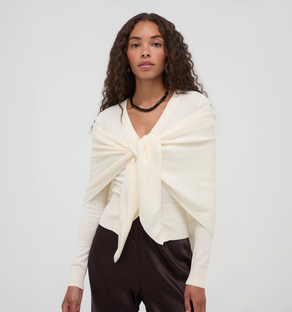 The Amal Cardigan in Antique White