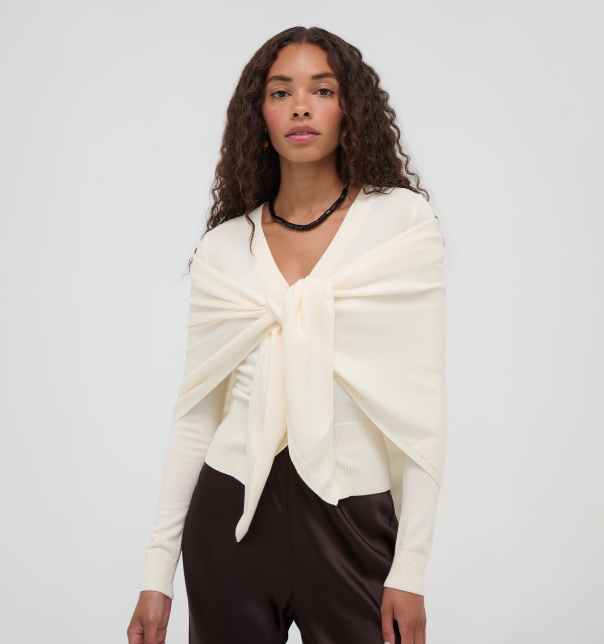 The Amal Cardigan in Antique White
