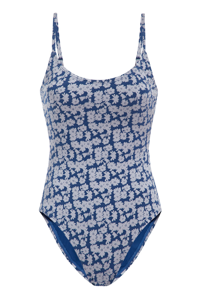 The Amalfi One Piece in Indigo Floral & Denim | Over The Moon