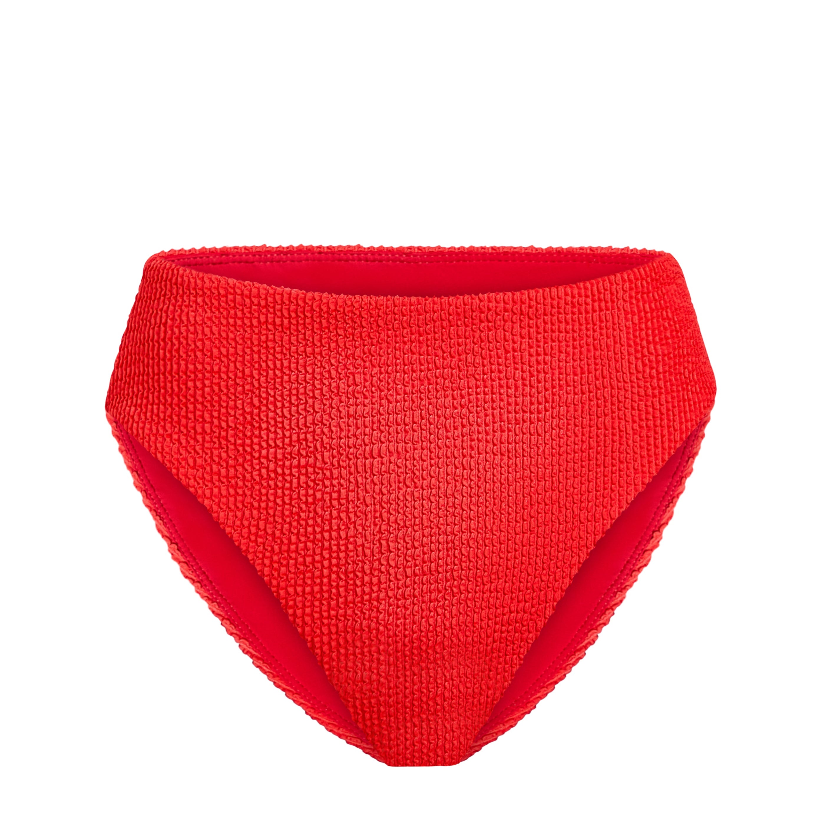 The 90s High Waist Bikini Bottom in Seersucker Firecracker